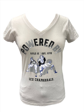 Colosseum Ladies V-Neck Powered by LCU Tee, White