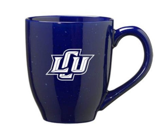 LXG Etched LCU Ceramic Bistro Mug, Speckled Blue